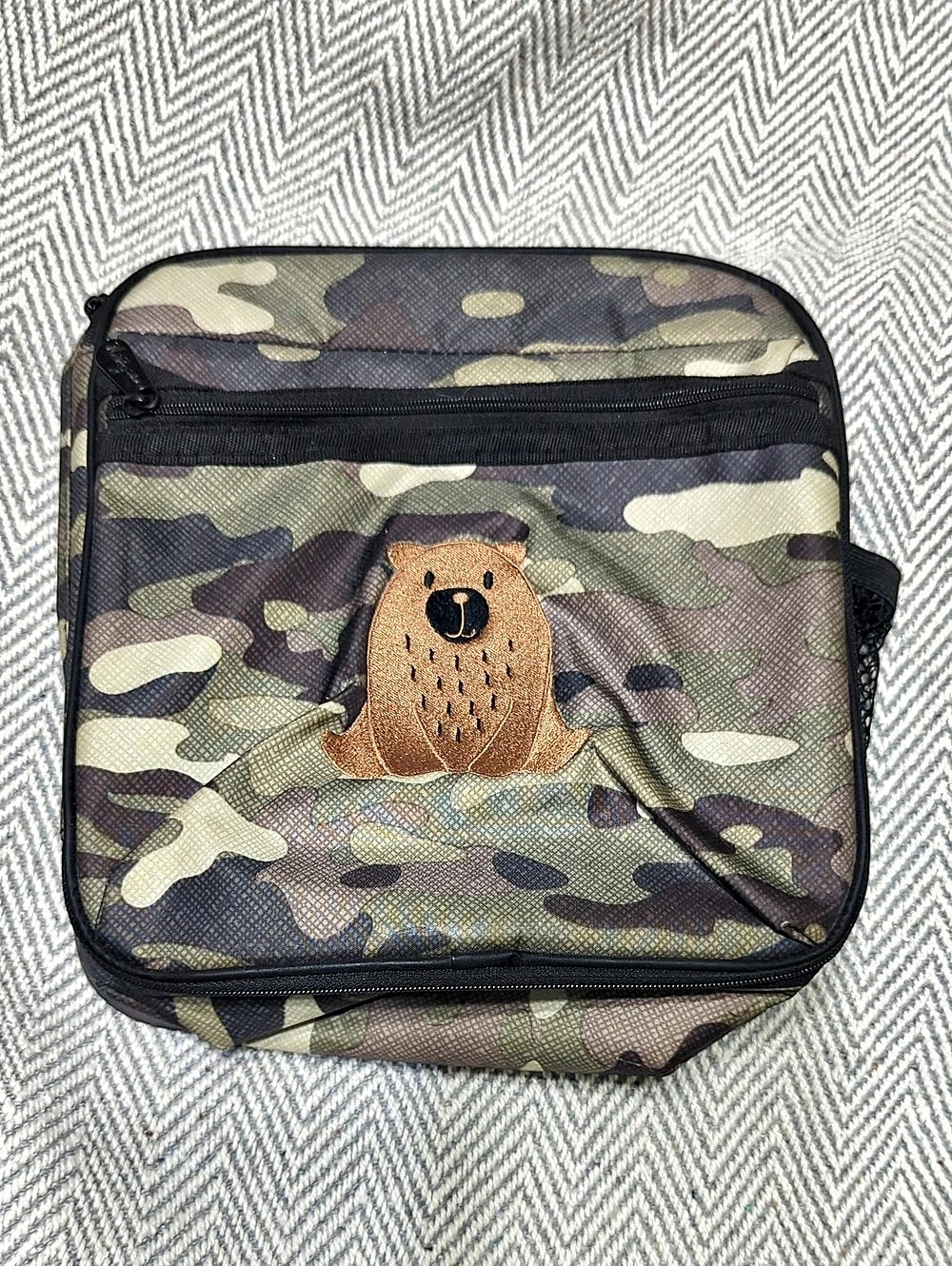 Thirty-One Camo Cosmetic Bag with Bear Detail